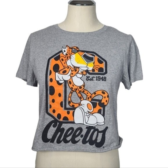 Cheetos Chester Cheetah Graphic Print Gray Crop Top S - Picture 1 of 5
